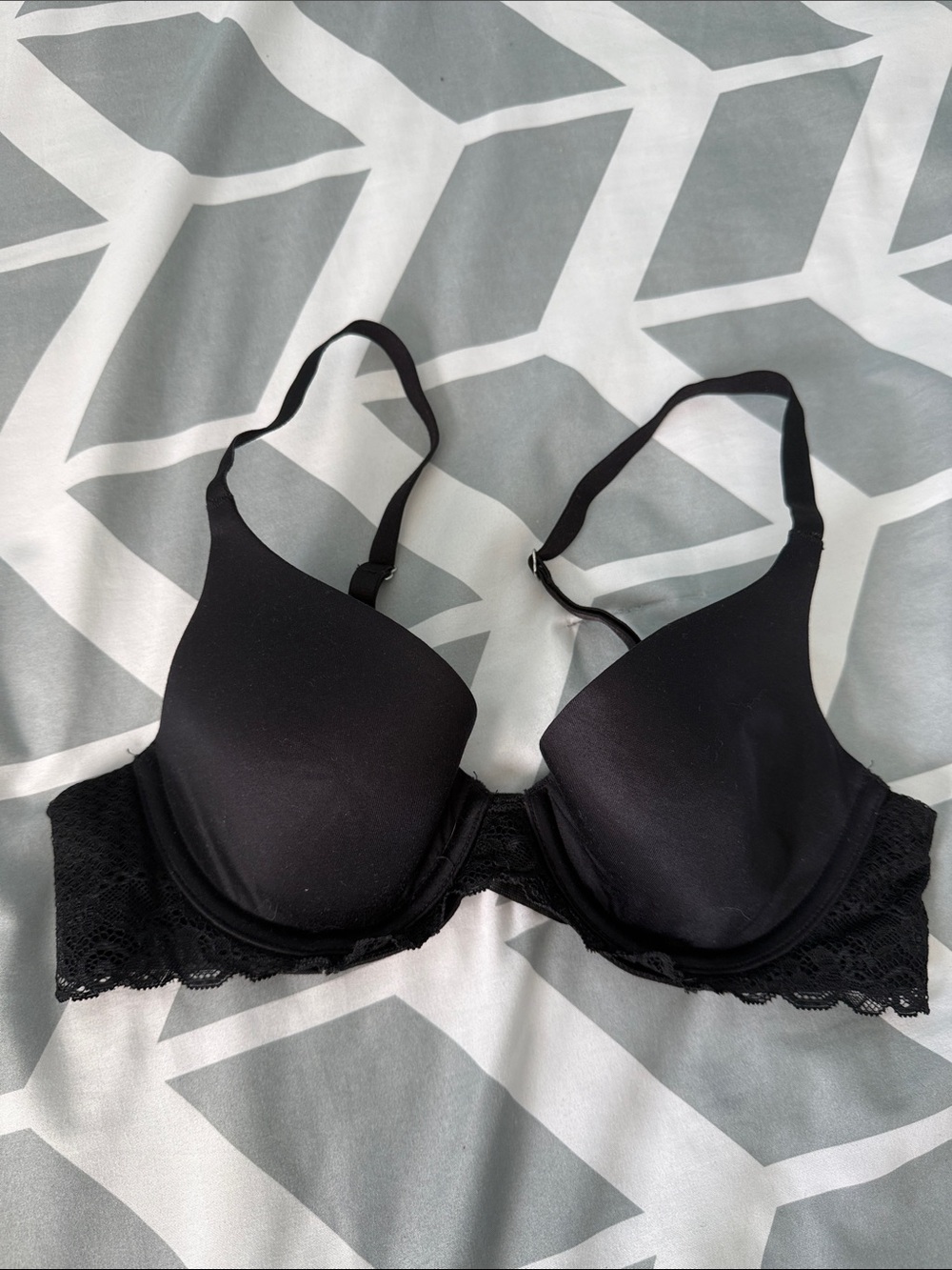 Aerie Sunny Black Lace-Trim T-Shirt Bra - NWOT
